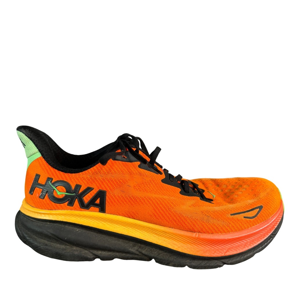 Hoka Clifton 9 Mens Running Shoes Orange Yellow Black Sneakers ize 12